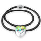 Cockatiel Parrot Art Print Heart Charm Leather Woven Bracelet