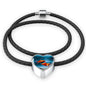 Fantail Fish Print Circle Charm Leather Bracelet