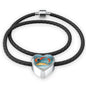 Goldfish Print Heart Charm Leather Bracelet