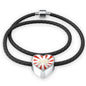 American Eskimo Dog Print Heart Charm Leather Bracelet