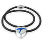 Hyacinth Macaw Parrot Art Print Heart Charm Leather Woven Bracelet