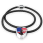 Doberman Pinscher Print Heart Charm Leather Bracelet