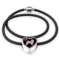 Pomeranian Dog Love Print Heart Charm Leather Woven Bracelet