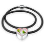 Budgerigar Parrot Print Heart Charm Leather Woven Bracelet