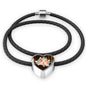 Syrian Hamster Print Heart Charm Leather Woven Bracelet