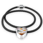 Mollies Fish Print Heart Charm Leather Bracelet