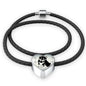 Shiba Inu Dog Print Heart Charm Leather Woven Bracelet