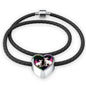 Devon Rex Cat Print Heart Charm Leather Woven Bracelet