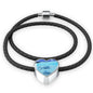 Fish Print Heart Charm Braided Bracelet