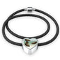 Oscar Fish Print Heart Charm Leather Woven Bracelet