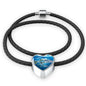 Slender Danios Fish Print Heart Charm Braided Bracelet