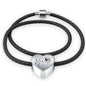 Pug Paws Print Heart Charm Leather Bracelet