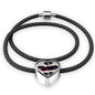American Flag Skull Print Heart Charm Leather Woven Bracelet