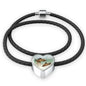 Corydoras Paleatus Fish Print Heart Charm Leather Woven Bracelet