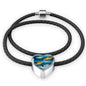 Common Molly Fish Print Heart Charm Leather Woven Bracelet
