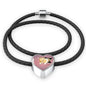 Lovely Hamster Print Heart Charm Leather Woven Bracelet