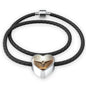 Norwegian Forest Cat Print Heart Charm Leather Bracelet