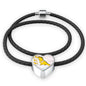 Cockatoo Parrot Art Print Heart Charm Leather Woven Bracelet