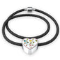 Dachshund Dog Art Print Heart Charm Leather Woven Bracelet