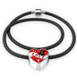 Cute Pets Print Heart Charm Leather Bracelet