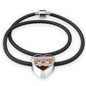 Border Terrier Print Heart Charm Leather Bracelet