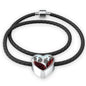 African Grey Parrot Print Heart Charm Leather Woven Bracelet