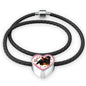 Tibetan Mastiff Dog Print Heart Charm Leather Bracelet