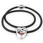 Himalayan Cat Print Heart Charm Leather Bracelet