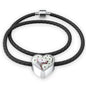 Bull Terrier Print Heart Charm Leather Bracelet