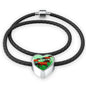 Arabian Horse Art Print Heart Charm Leather Woven Bracelet