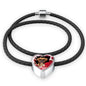 Boxer Dog Print Heart Charm Leather Bracelet