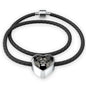 Lion Grey Art Print Heart Charm Leather Woven Bracelet