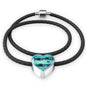 Achilles Tang Fish Print Heart Charm Leather Bracelet