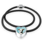 Whippet Dog Print Heart Charm Leather Bracelet