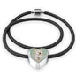 Bichon Frise Dog Print Heart Charm Leather Bracelet