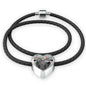 African Grey Parrot Print Heart Charm Leather Bracelet