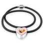 Labrador Retriever Dog Print Heart Charm Leather Woven Bracelet