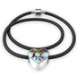 American Quarter Horse Print Heart Charm Leather Bracelet