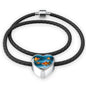 Common Goldfish Print Heart Charm Leather Bracelet