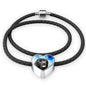 Newfoundland Dog Print Heart Charm Leather Bracelet