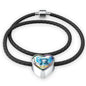 Cat Watercolor Art Print Heart Charm Leather Woven Bracelet