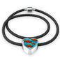 Southern Platyfish Fish Print Heart Charm Braided Bracelet