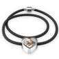 Savannah Cat Print Heart Charm Leather Woven Bracelet