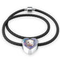 Cute White Hamster Print Heart Charm Leather Woven Bracelet