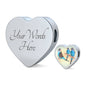 Blue Budgie Parrot Print Heart Charm Leather Woven Bracelet