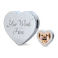 Brussels Griffon Dog Print Heart Charm Leather Bracelet