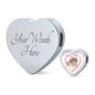 Shih Tzu Dog Print Heart Charm Leather Bracelet
