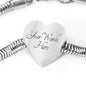 Bluetick Coonhound Dog Print Heart Charm Steel Bracelet