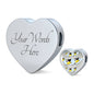 American Goldfinch Bird Print Heart Charm Steel Bracelet