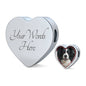 Border Collie Print Heart Charm Steel Bracelet